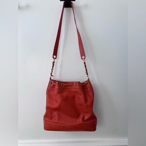 CHANEL vintage orange crossbody bucket bag